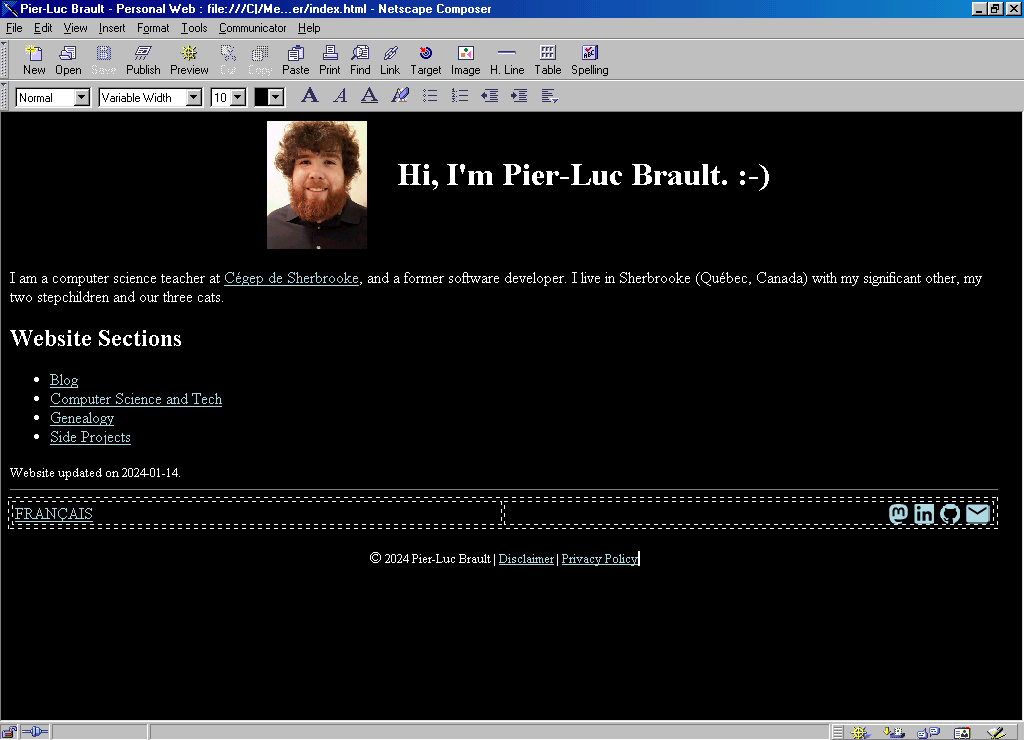 The final result, as seen in Netscape Composer