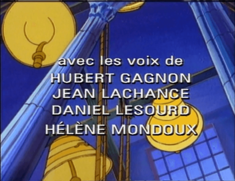 Screenshot of the voice actors' names in the opening credits